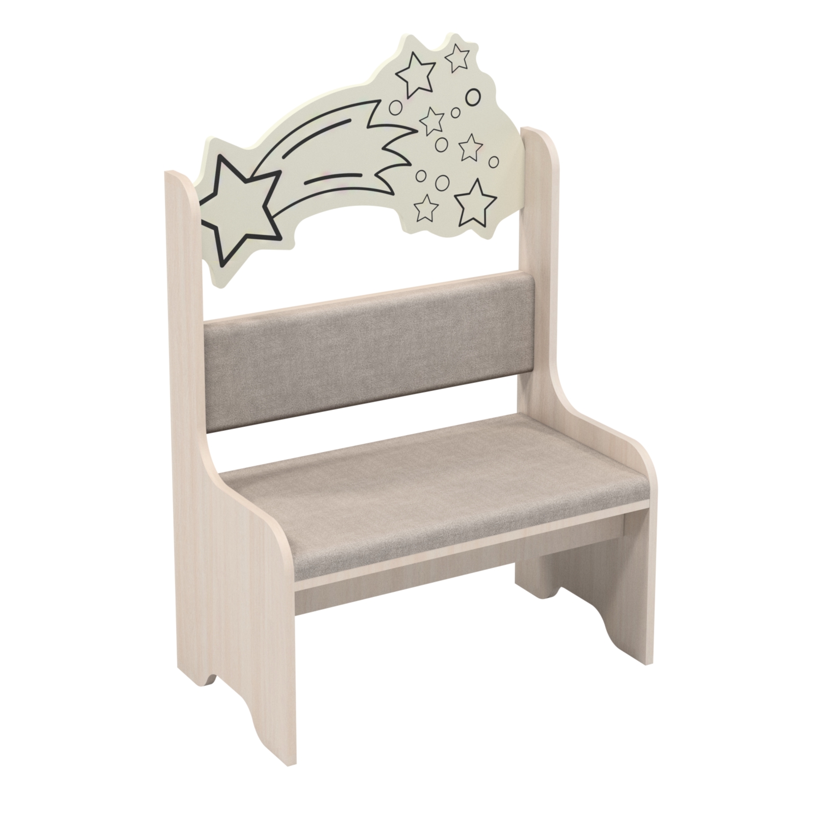 Стінка "Таємничий всесвіт" елемент №3 (лава) з фотодруком, матеріал каркасу - ЛДСП, для розміщення в дитячих садочках, АЛМАНТ, 700х400х1045 мм.